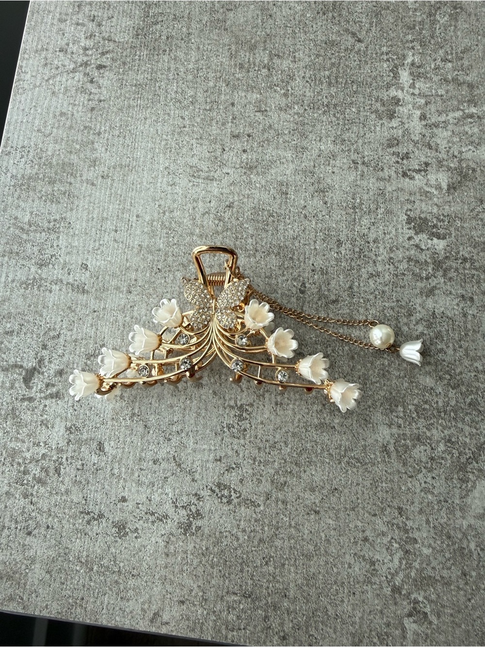 Target Gold Floral Pearl Hair Clip with Ivory Flowers